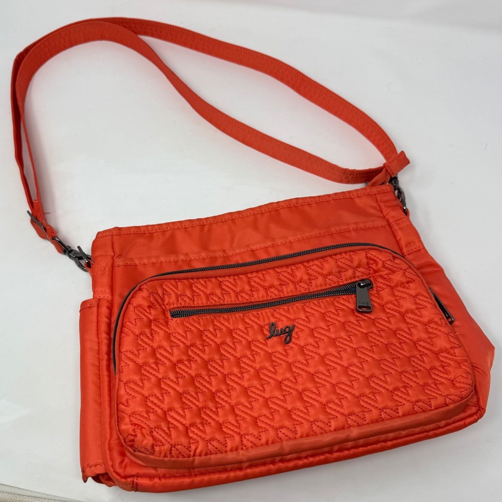 Lug Shimmy Crossbody Bag Orange pumpkin fall Quilted Shoulder purse Organizer